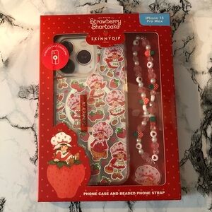 Strawberry Shortcake iPhone 15 Pro Max Case with Beaded‎ Strap - Red